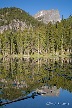 Rocky Mountain NP Hallett Peak over Nymph Lake